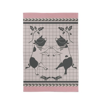 Torchon Kontatu Aldudes couleur rose