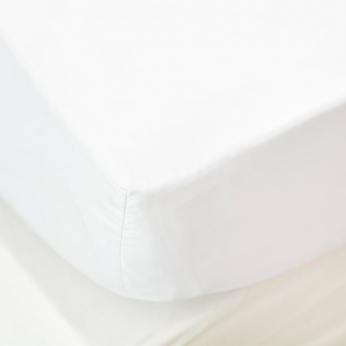 Drap housse Ametsa couleur Blanc en coton