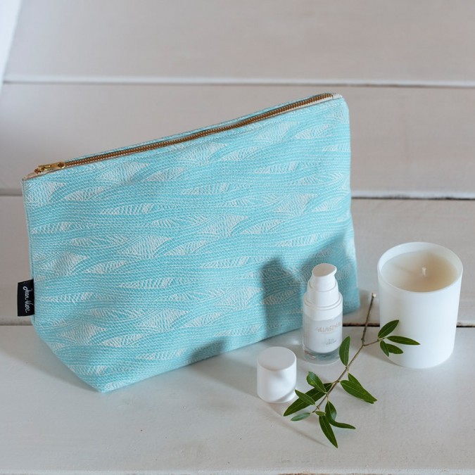 Trousse de toilette Miramar Turquoise en tissage Jacquard