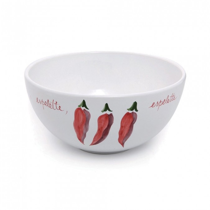 Saladier aux motifs Piments Blanc en faïence