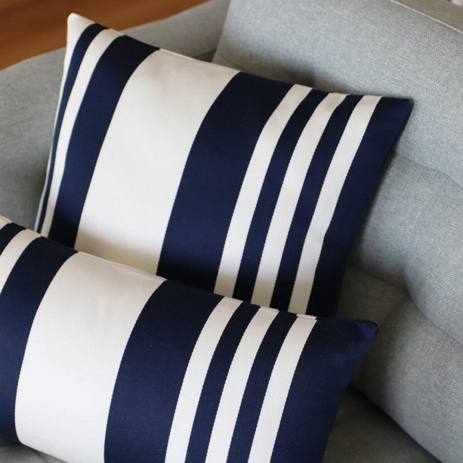 Housse de coussin satin de coton bleu 40x40 cm AINHOA