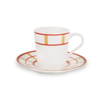 Tasse a cafe Josephine Brindos couleur Jaune et Rouge en Porcelaine