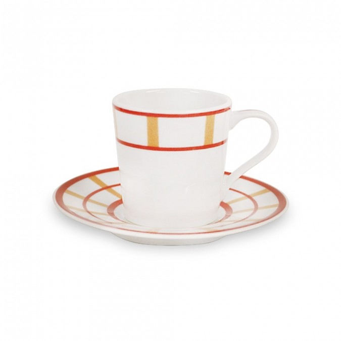 Tasse a cafe Josephine Brindos couleur Jaune et Rouge en Porcelaine