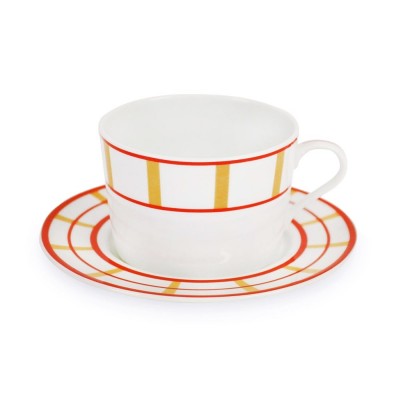 Tasse a dejeuner Josephine Brindos couleur Jaune et Rouge en Porcelaine