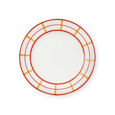 Assiette a dessert Josephine Brindos couleur Jaune et Rouge en Porcelaine