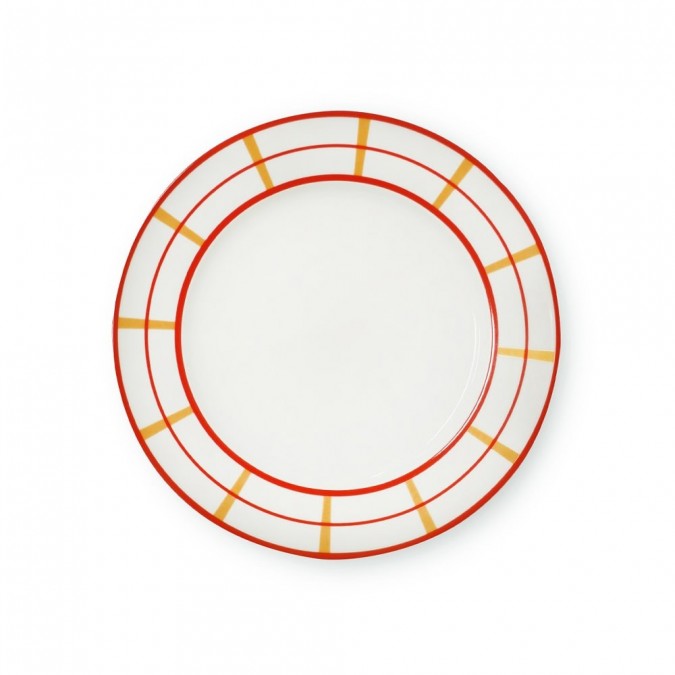 Assiette a dessert Josephine Brindos couleur Jaune et Rouge en Porcelaine