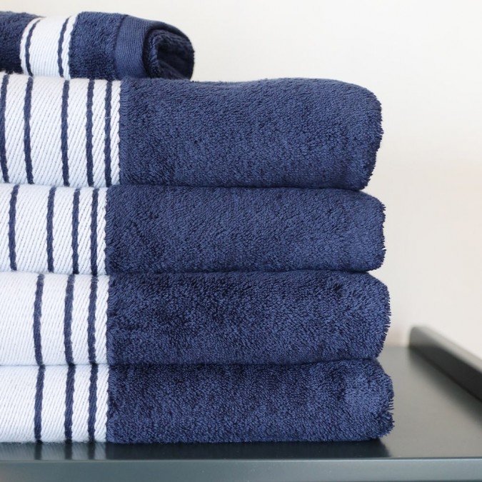 Serviette De Bain Grand Hotel bleu marine en coton bio