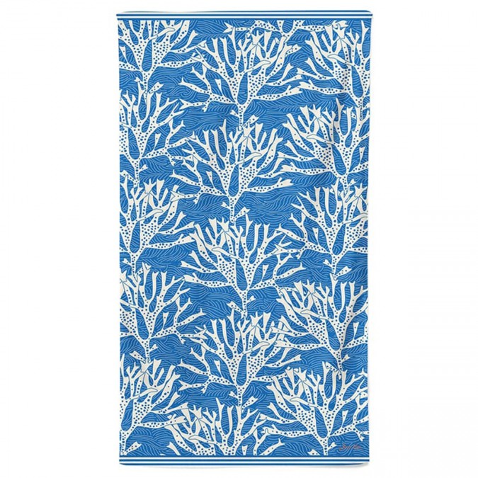 Drap de plage coton Flora couleur Outremer