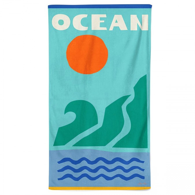 Drap de plage coton Ocean couleur Aqua