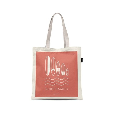 Surf Family Coral Tote Bag