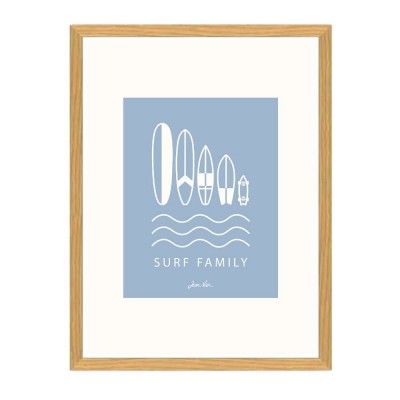 Blue Surf Family poster framed