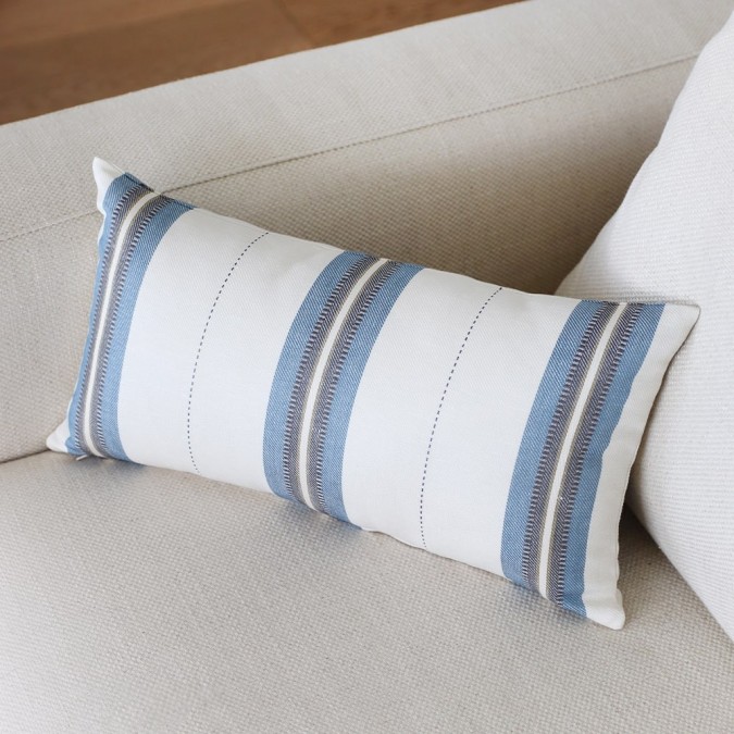 Kanbo Horizon cushion cover in linen and cotton with blue and khaki