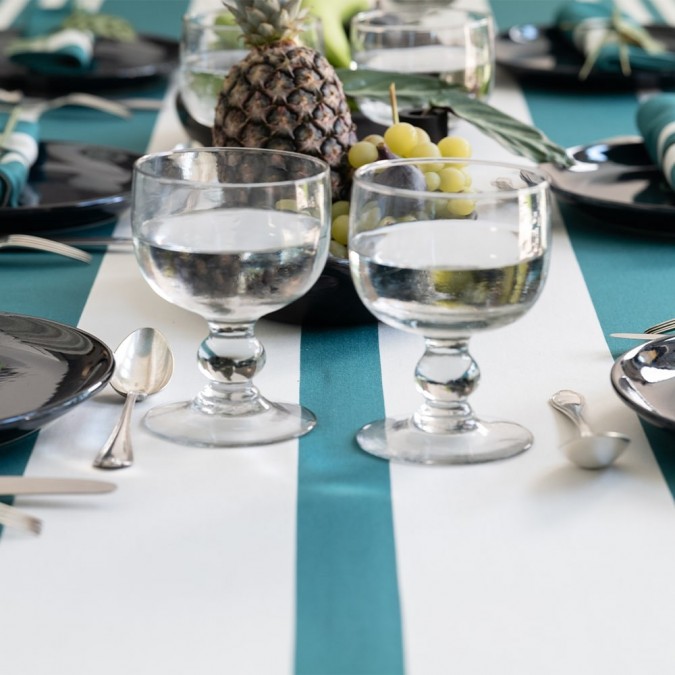 Tablecloth Pamplona 100% cotton with Pine Green stripes