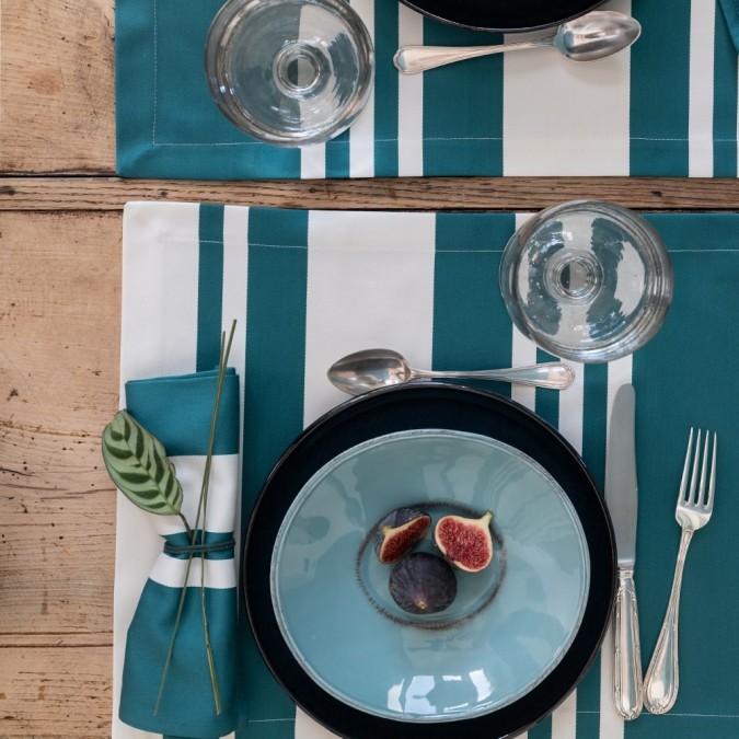 High quality cotton sateen table set Pamplona Green Pine
