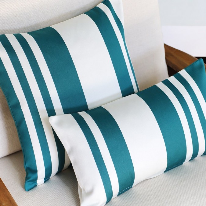 Pine Green Pamplona Stripe Cotton Sateen Cushion Cover