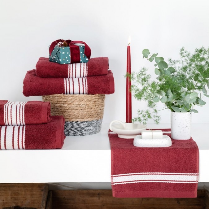 Drap de bain 100x150 cm en coton bio Grand Hotel couleur Bordeaux