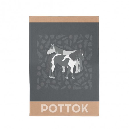 Torchon Vintage 1975 - Motif Chevaux - 100% Coton - État D'occasion