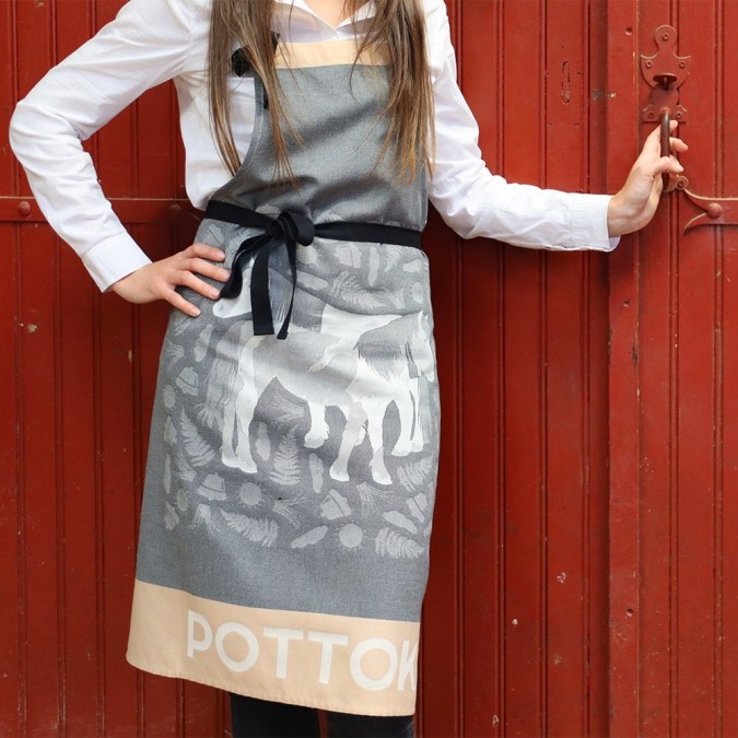 100% cotton apron Kontatu Pottok Charcoal and Beige