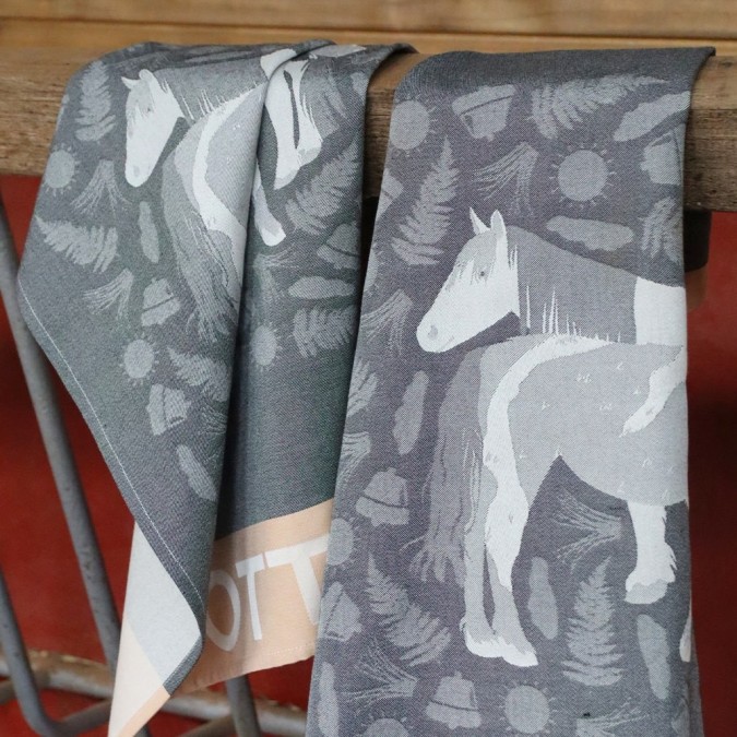 Kontatu Pottok Charcoal cotton tea towel