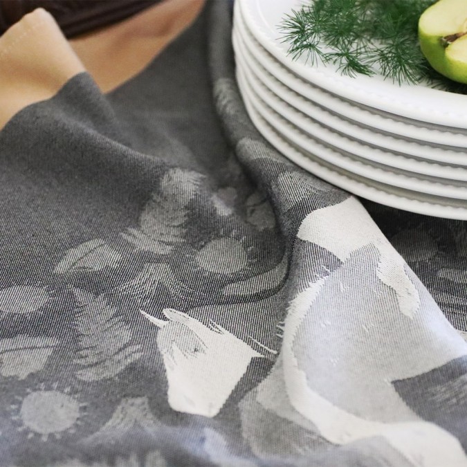 Tea towel 100% cotton Kontatu Pottok Charcoal color