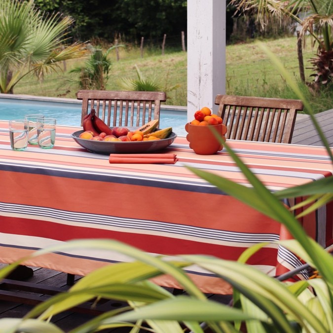 Tissu enduit au mètre Oleta Terracotta pour fabriquer votre linge