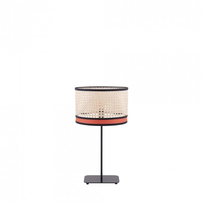 Lampe à poser terracotta et cannage