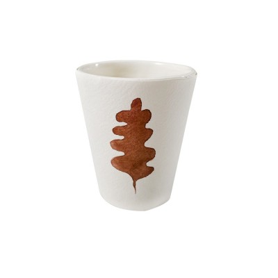 mug en porcelaine avec feuille peinte artisanalement