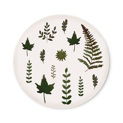 Assiette plate artisanale avec motifs verts