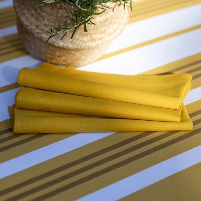 Serviette de table en coton haut de gamme jaune foncé