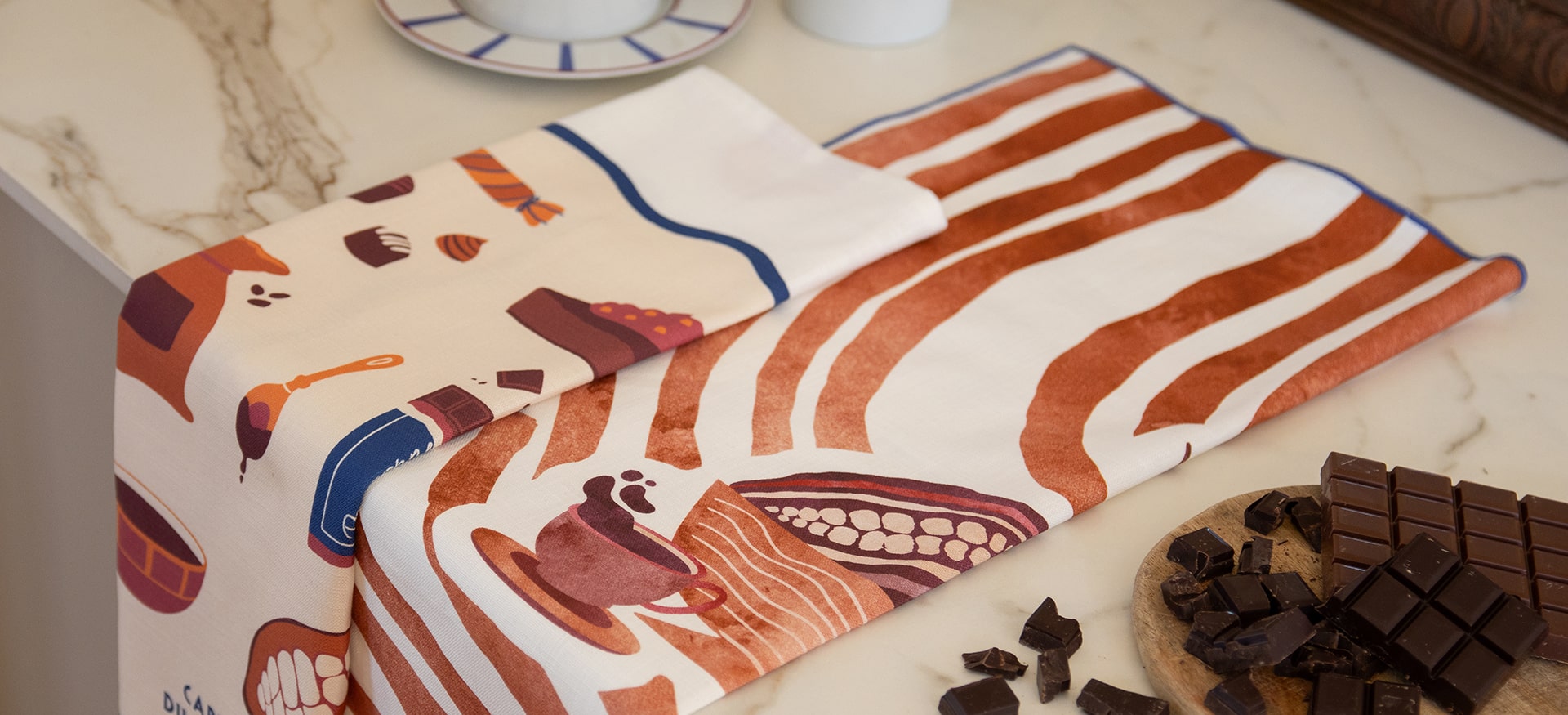 Torchon De Cuisine Autrefois - Coton Jacquard Bleu - Motif Pastis